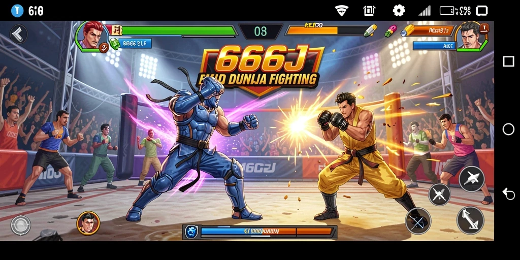 Gameplay mendebarkan di arena pertarungan 666J.