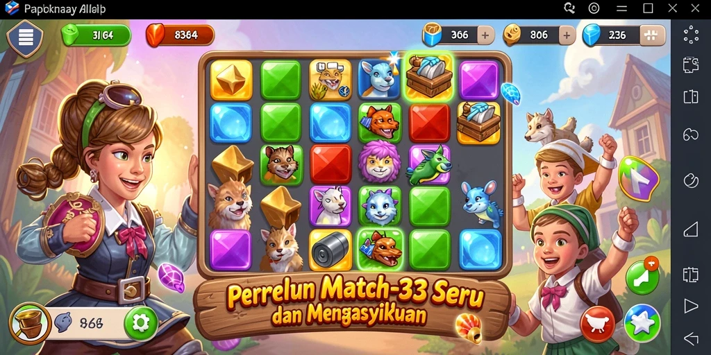 Tangkapan layar gameplay 8364 menampilkan momen seru permainan Match-3.
