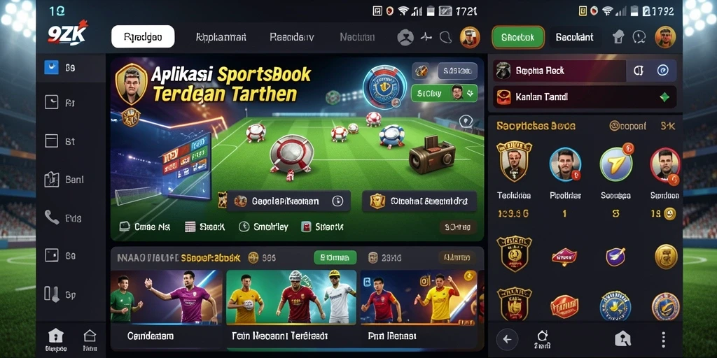 Screenshot gameplay 9ZK menampilkan taruhan langsung pada berbagai olahraga.