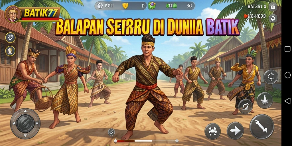 Screenshot gameplay BATIK77 menunjukkan balapan seru di trek batik.