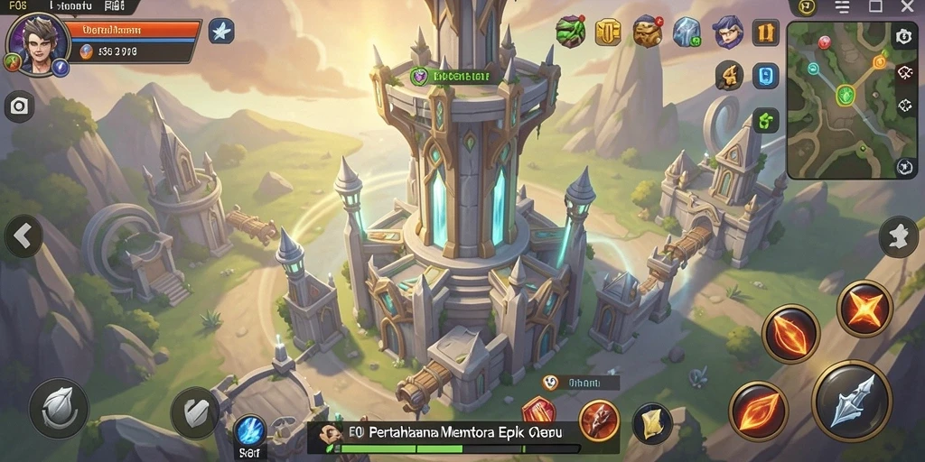 Tampilan gameplay F08 dengan strategi menara yang mendebarkan.