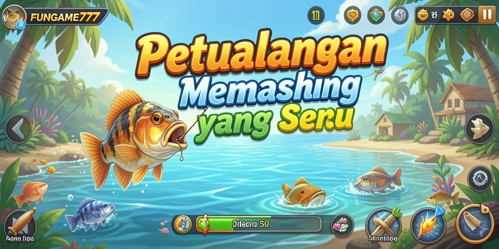 Screenshot gameplay FUNGAME777 menampilkan aksi memancing yang mendebarkan.
