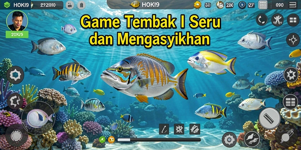 Screenshot gameplay HOKI9 menampilkan aksi menembak ikan yang seru.
