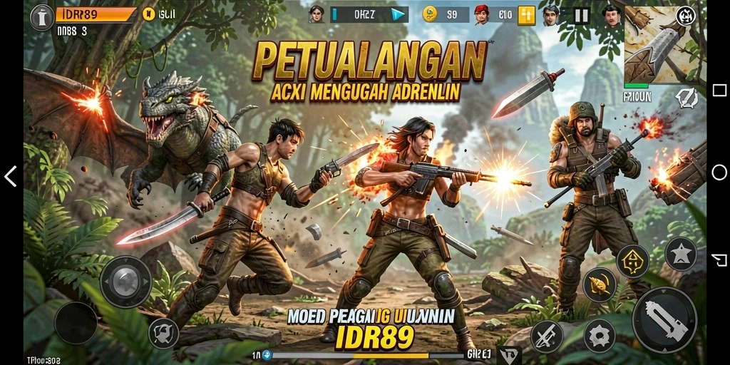 Tangkapan layar yang menunjukkan pertempuran intens dalam gameplay IDR89.