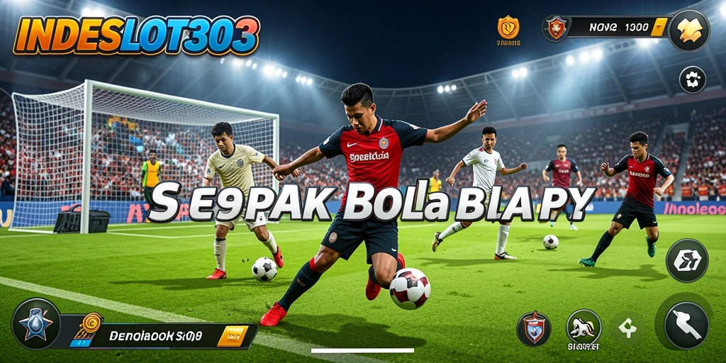 Tangkapan layar gameplay INDESLOT303 menampilkan aksi seru di lapangan sepak bola.
