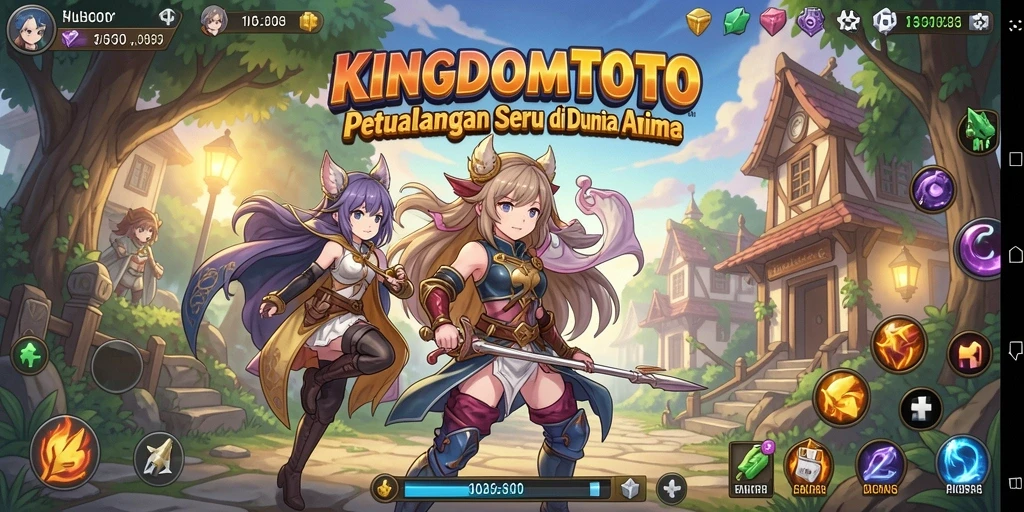 Tangkapan layar gameplay KINGDOMTOTO yang menampilkan karakter dan aksi seru.