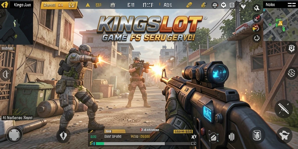 Tangkapan layar dari gameplay seru KINGSLOT dengan aksi tembak-menembak.