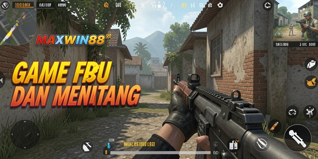 Tampilan gameplay MAXWIN88 yang intens di medan perang.