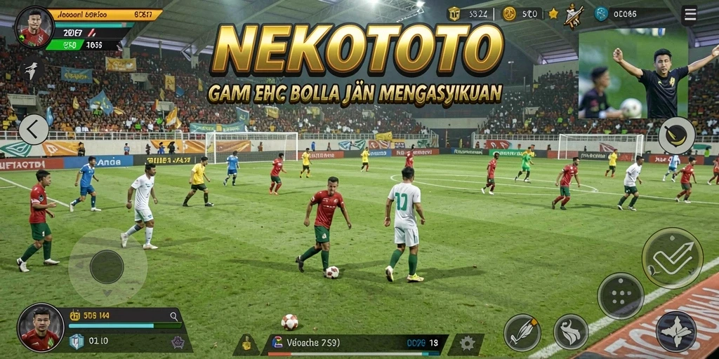 Tampilan gameplay menarik dari NEKOTOTO dengan aksi sepak bola yang mendebarkan.