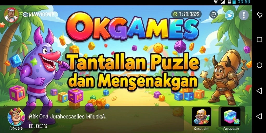 Tangkapan layar dari gameplay OKGAMES dengan berbagai tantangan Puzzle.