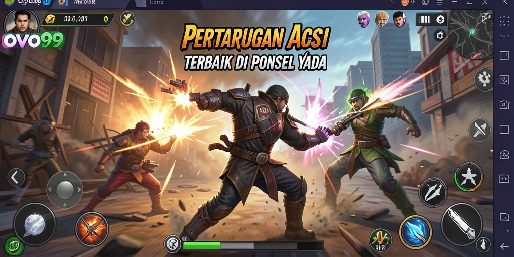 Tampilan seru gameplay OVO99 saat bertarung melawan musuh.