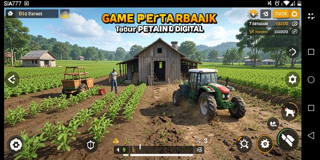Screenshot gameplay SIA777 menampilkan ladang yang subur dan tanaman yang berwarna-warni.